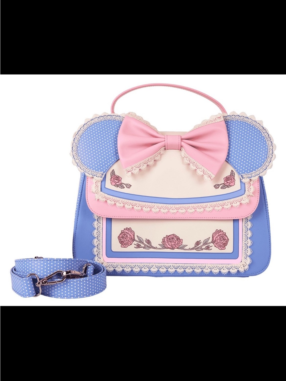 Loungefly Pink, Blue & Cream Floral Bow Satchel